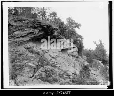 Prophet's Rock Ridge nahe Tippecanoe Battleground, Ind., Detroit Publishing Co. No. 014801., Gift; State Historical Society of Colorado; 1949, Tippecanoe, Battle of, Ind. 1811. , Felsformationen. , Usa, Indiana, Tippecanoe Battleground. Stockfoto