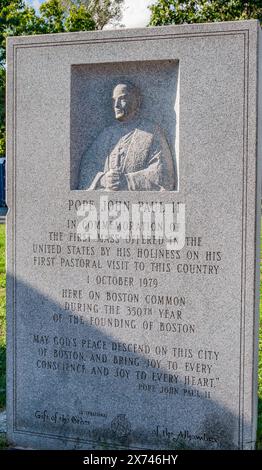 Denkmal an Papst Johannes Paul II., Bostom Common MA USA Stockfoto