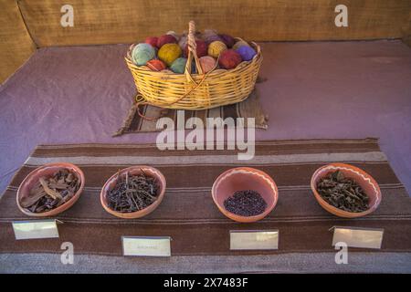 Das antike Alpakawoll-Industrieverfahren Stockfoto