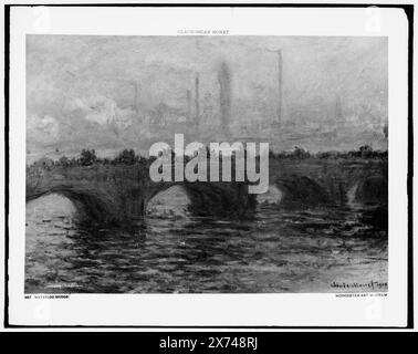 Waterloo Bridge, Date Based on Detroit, Thistle Publications (1912)., Foto eines Gemäldes signiert 'Claude Monet' im Worcester Art Museum., Detroit Publishing Co. No. M 57., Geschenk; State Historical Society of Colorado; 1949, Bridges. , England, London. Stockfoto