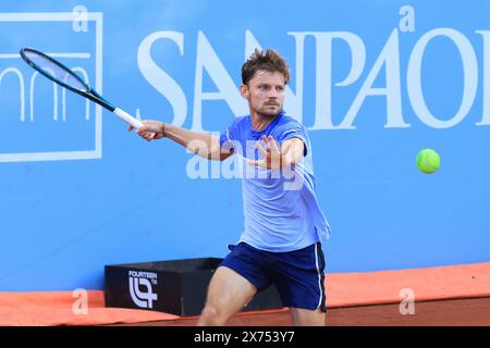 Turin, Italien. Mai 2024. David Goffin (Belgien) während des Spiels gegen Lorenzo Musetti (Italien) 2024 Piemonte Open Intesa San Paolo, Internationales Tennisspiel in Turin, Italien, 17. Mai 2024 Credit: Independent Photo Agency/Alamy Live News Stockfoto