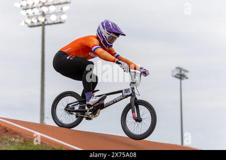 Rock Hill, USA. Mai 2024. ROCK HILL, USA – 17. MAI: Julian Bijsterbosch aus den Niederlanden während der BMX Racing World Championships 2024 auf dem Rock Hill BMX Supercross Track am 17. Mai 2024 in Rock Hill, USA. (Foto: Nico van Dartel/BSR Agency) Credit: BSR Agency/Alamy Live News Stockfoto