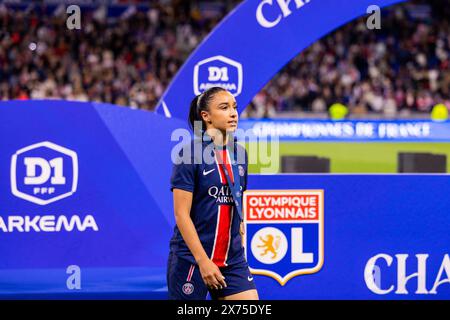 Lyon, Frankreich. Mai 2024. Sakina Karchaoui (7 PSG) in Aktion während des D1 Arkema Playoff Endspiels zwischen Olympique Lyonnais und Paris Saint-Germain im Groupama Stadion in Lyon, Frankreich. (Pauline FIGUET/SPP) Credit: SPP Sport Press Photo. /Alamy Live News Stockfoto