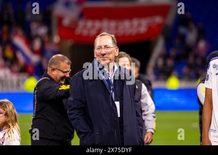 Lyon, Frankreich. Mai 2024. John Textor Präsident von OL während des D1 Arkema Playoff Endspiels zwischen Olympique Lyonnais und Paris Saint-Germain im Groupama Stadion in Lyon, Frankreich. (Pauline FIGUET/SPP) Credit: SPP Sport Press Photo. /Alamy Live News Stockfoto