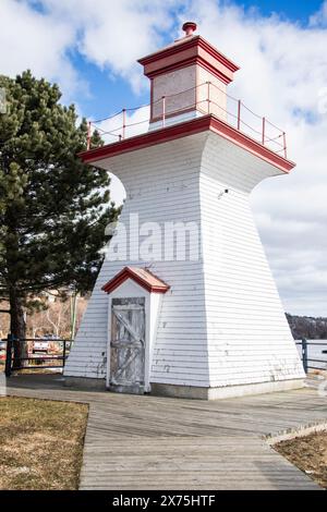 Leuchtturm am Ritchie Wharf Park in Miramichi, New Brunswick, Kanada Stockfoto