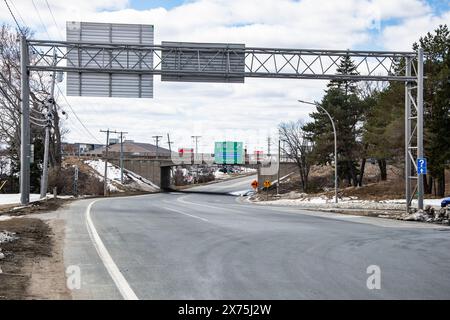 Straßenschild auf dem King George Highway in Miramichi, New Brunswick, Kanada Stockfoto