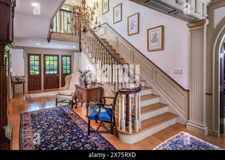 Große Treppe in elegantem Haus, Philadelphia, Pennsylvania USA Stockfoto