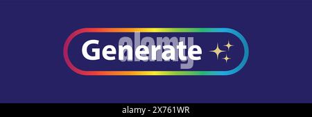 Schaltfläche „AI generieren“. LLM-Symbol für künstliche Intelligenz. Generator für maschinelles Lernen. Generieren Sie Text und Bild durch Drücken der Taste Prompt. Magisches Sternzeichen. Stock Vektor