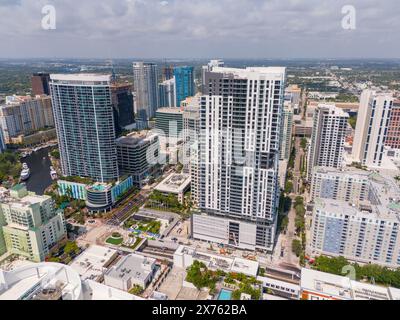 Fort Lauderdale, FL, USA - 13. Mai 2024: Fort Lauderdale FL. Luftbild Veneto Las Olas Baustelle Mietwohnung Gebäude Stockfoto