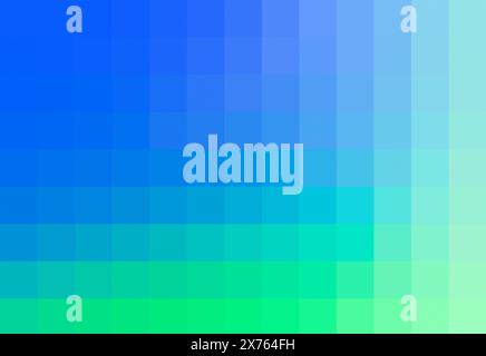 Farbverlauf blau grün Pixelpalette quadratisches Mosaikraster abstrakte bunte Schattierungen Hintergrund Stockfoto