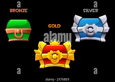 Die Symbole für die Levelkisten für das UI-2D-Spiel Stock Vektor