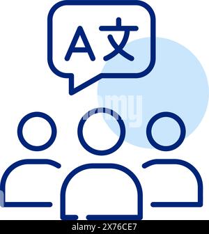 Sprachblase für die Gruppe von Menschen und Sprachen. Kulturelle Vielfalt und Austausch, Sprachenlernen, Bildung. Vektorsymbol Stock Vektor