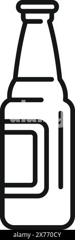 Sauberes, schwarz-weißes Strichbild einer Bierflasche, geeignet für verschiedene Designanforderungen Stock Vektor