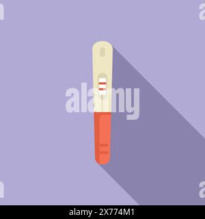 Glückliche Nachrichten über Schwangerschaftstest mit zweizeiliger Vektorillustration in flacher Ausführung. Symbolisiert die freudige Vorfreude auf neues Leben und Elternschaft für werdende Mütter Stock Vektor