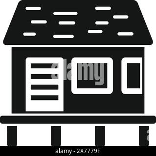Vereinfachte Vektor-Icon-Illustration eines Hauses auf Stelzen in Schwarz auf weißem Hintergrund Stock Vektor