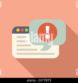 Vektorabbildung eines Ausrufezeichens in einer Sprechblase, die auf eine Web-Warnung hinweist Stock Vektor