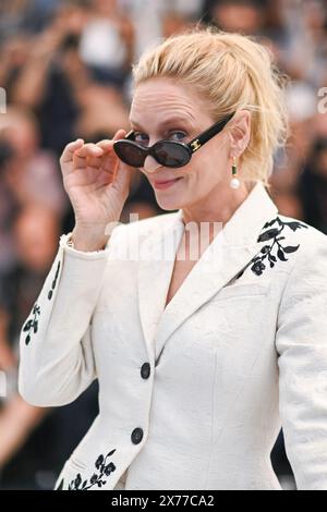 Cannes, Frankreich. Mai 2024. UMA Thurman nahm am 18. Mai 2024 am Oh Canada Photocall im Rahmen des 77. Internationalen Filmfestivals in Cannes Teil. Foto: Aurore Marechal/ABACAPRESS. COM Credit: Abaca Press/Alamy Live News Stockfoto