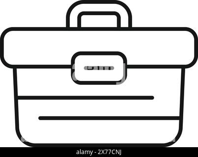 Schwarz-weiße Linienzeichnung einer klassischen Aktentasche, perfekt für professionelle Symbole oder Grafiken Stock Vektor