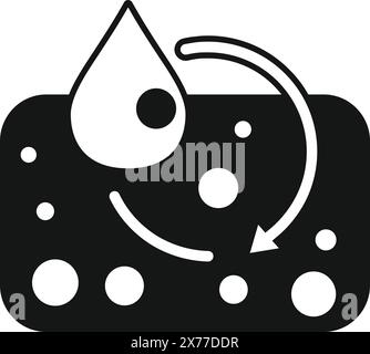Kreisförmiges Symbol für das Recycling von Wasser in Schwarz und weiß mit minimalistischem, schlichtem Design und Vektorgrafik für umweltfreundliche nachhaltige Entwicklung und Umweltschutz Stock Vektor