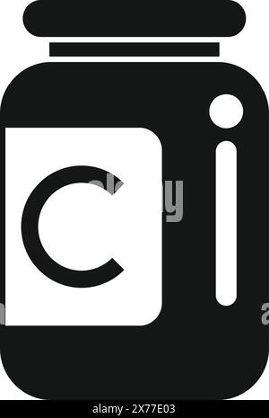 Schwarz-weiß-Grafik-Symbol eines Vitamin-C-Supplementbehälters Stock Vektor