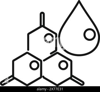 Schwarz-weiße Strichgrafik-Illustration von Wabenzellen mit einem Wassertropfen Stock Vektor