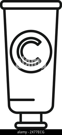 Vereinfachtes Strichbildsymbol, das eine Röhre mit einem Urheberrechtssymbol darstellt, das den Schutz geistigen Eigentums darstellt Stock Vektor