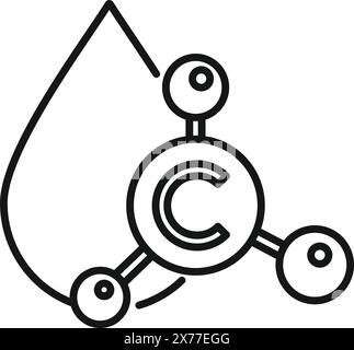 Minimalistisches Symbol für Schwarzweiß-Molekül-Struktur im Vektorformat für Chemie- und Biologieunterricht und wissenschaftliche Forschungskonzepte mit einfacher Flachkunst und geometrischem Symbolillustrat Stock Vektor