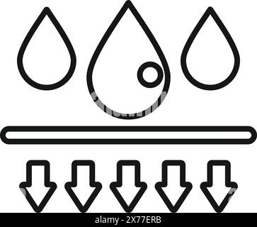 Symbol für effiziente Wasserfiltration mit Tröpfchen, Pfeilen und Reinigungssymbol für saubere Behandlung und Nachhaltigkeit in Vektorschwarz und weiß Stock Vektor