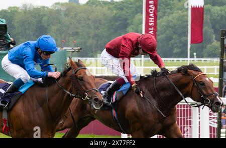 Middle Earth und Oisin Murphy gewinnen den Auftakt am Lockinge Day, die Group 3 Sky Sports Racing Aston Park setzt auf die Trainer John & Thady Gosden und die Besitzer Qatar Bloodstock und Ciaron Maher. Credit JTW equine Images / Alamy Live News Stockfoto