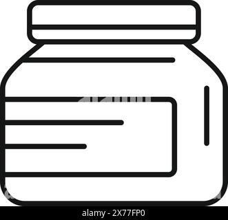 Einfacher Strichgrafik-Vektor eines Gefäßes mit einem leeren Etikett, isoliert auf weißem Hintergrund Stock Vektor