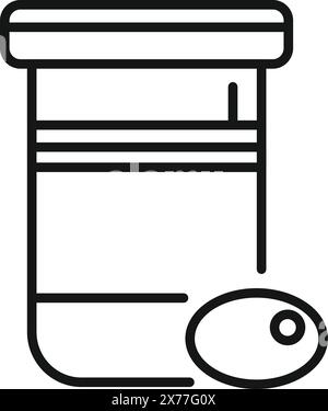 Schwarzes Symbol einer Pillenflasche mit losem Verschluss, die die pharmazeutische Verpackung darstellt Stock Vektor