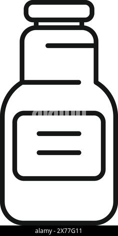 Minimalistisches und modernes Medizinflaschenliniensymbol in einfachem, sauberem und editierbarem Design für Illustrationen in der Pharmazie und im Gesundheitswesen Stock Vektor