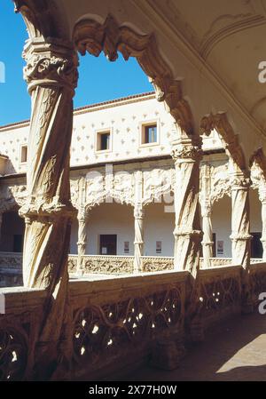 Hof der Löwen, Infantado-Palast, Guadalajara, Spanien. Stockfoto