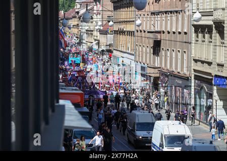 Zagreb, Kroatien. Mai 2024. Die Teilnehmer gehen am 18. Mai 20224 während des neunten jährlichen Prolife march Walk for Life in Zagreb, Kroatien, durch die Innenstadt von Zagreb. Die Versammlung wurde einberufen, um gegen Abtreibung zu protestieren. Foto: Matija Habljak/PIXSELL Credit: Pixsell/Alamy Live News Stockfoto