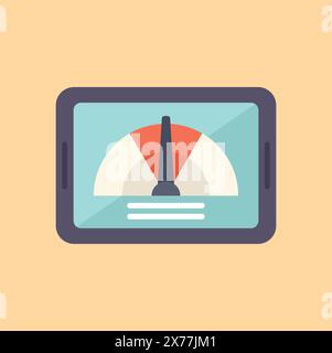 Flache Abbildung eines altmodischen Tachometersymbols, ideal für Konzepte in den Bereichen Messung, Geschwindigkeit und Steuerung Stock Vektor