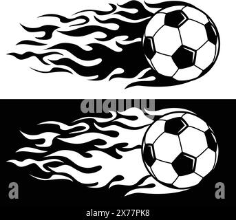 Fire Football Football-Symbol. Vektor-Logo-Designelement auf transparentem und schwarzem Hintergrund Stock Vektor