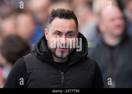 Aktenfoto vom 05.05.2024 von Brighton und Hove Albion Manager Roberto de Zerbi. Brighton-Cheftrainer Roberto de Zerbi wird seinen Posten nach dem Heimspiel gegen Manchester United am Sonntag verlassen, wie der Premier League-Club mitteilte. Ausgabedatum: Samstag, 18. Mai 2024. Stockfoto