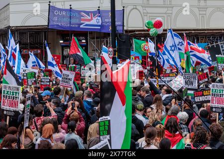 Piccadilly Circus, London, Großbritannien. Mai 2024. Britische Bürger aller Glaubensrichtungen stehen gegen Terrorismus und Extremismus beim Gegenprotest "genug ist genug" zusammen. Die Gegenproteste wurden als Reaktion auf fast acht Monate propalästinensische Märsche organisiert, bei denen der Hass eskaliert und die offene Unterstützung terroristischer Organisationen offen unterstützt wurde. Frühere Gegenproteste haben dazu geführt, dass die Gruppe mit Todesdrohungen und Aufforderungen zum Völkermord an Juden aus der Nation Israel konfrontiert ist. Quelle: Amanda Rose/Alamy Live News Stockfoto