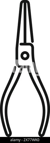 Einfache schwarze Linienzeichnung einer Zange, isoliert auf weißem Hintergrund, geeignet für verschiedene Designs Stock Vektor