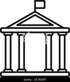 Eine minimalistische Linienzeichnung zeigt die Fassade eines herrschaftlichen Regierungsgebäudes Stock Vektor