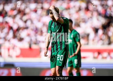 Stuttgart, Deutschland. Mai 2024. Fußball: Bundesliga, VfB Stuttgart - Bor. Mönchengladbach, Spieltag 34, MHPArena. Gladbachs Luca Netz reagiert unzufrieden. Hinweis: Tom Weller/dpa – WICHTIGER HINWEIS: gemäß den Vorschriften der DFL Deutscher Fußball-Liga und des DFB Deutscher Fußball-Bundes ist es verboten, im Stadion und/oder des Spiels aufgenommene Fotografien in Form von sequenziellen Bildern und/oder videoähnlichen Fotoserien zu verwenden oder zu nutzen./dpa/Alamy Live News Stockfoto