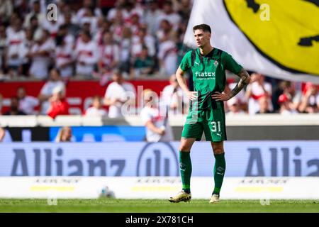 Stuttgart, Deutschland. Mai 2024. Fußball: Bundesliga, VfB Stuttgart - Bor. Mönchengladbach, Spieltag 34, MHPArena. Gladbachs Tomá· ·van·ara reagiert unzufrieden. Hinweis: Tom Weller/dpa – WICHTIGER HINWEIS: gemäß den Vorschriften der DFL Deutscher Fußball-Liga und des DFB Deutscher Fußball-Bundes ist es verboten, im Stadion und/oder des Spiels aufgenommene Fotografien in Form von sequenziellen Bildern und/oder videoähnlichen Fotoserien zu verwenden oder zu nutzen./dpa/Alamy Live News Stockfoto