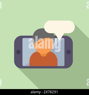 Moderne, flache Grafik einer Person, die einen Videoanruf führt und Online-Kommunikation zeigt Stock Vektor