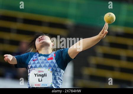 Kobe, Japan. Mai 2024. Li Yingli aus China tritt am 18. Mai 2024 im Finale des Women's Shot Put F37 bei den Para Athletics Weltmeisterschaften in Kobe, Japan, an. Quelle: Zhang Xiaoyu/Xinhua/Alamy Live News Stockfoto