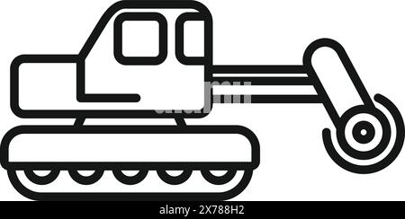 Bau-Bagger-Liniensymbol in einfacher Umrissart für schwere Maschinen Ausrüstung Vektor-Illustration. Perfekt für Industrie-, Technik- und Bauprojekte Stock Vektor