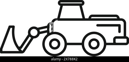 Vereinfachte Vektorillustration eines Bulldozers im Linienart-Stil, isoliert auf weißem Hintergrund Stock Vektor