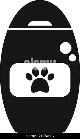 Moderne Vektorillustration eines einfachen schwarz-weißen PET ID Tag Symbols mit Pfotendruck Symbol für digitale Tierverfolgung und -Identifizierung. Perfekt für die Pflege und Sicherheit von Haustieren Stock Vektor