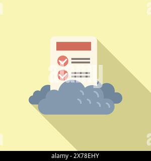 Abbildung des Symbols für Cloud-Dokumente mit abgewickeltem Design und Häkchen. Repräsentiert moderne Cloud-Computing-Technologie und Datenspeicherservice. Verfügbar für den Online-Zugriff Stock Vektor