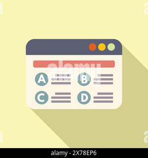 Vektorillustration eines vereinfachten Webbrowserfensters mit Schatteneffekt auf pastellfarbenem Hintergrund Stock Vektor