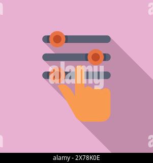 Flache Vektorillustration einer Hand, die digitale Tasten drückt, perfekt für Technologiekonzepte Stock Vektor